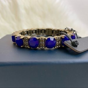 J.Crew Blue Stone Patina Brass Elastic Bracelet